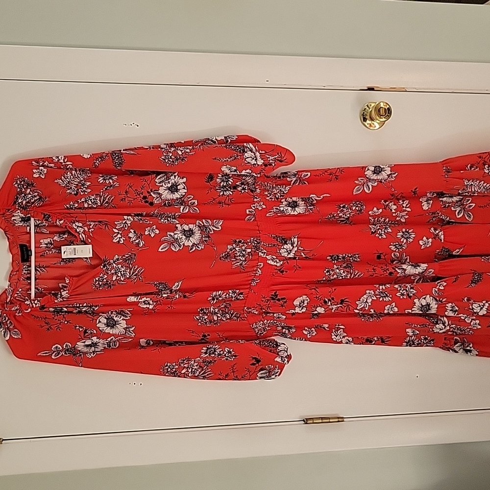 Talbots plus size red flounce hem dress 2X